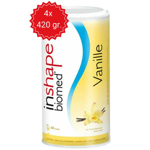 InShape Biomed Vanille Mahlzeitersatz Pulver, 4x420 g Packung, für effektive Gewichtskontrolle