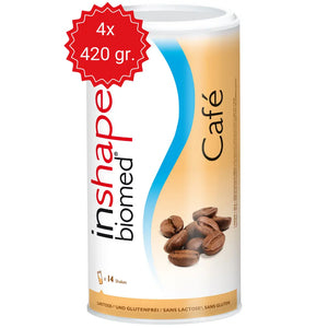 InShape Biomed Café Mahlzeitersatz Pulver, 4x420 g Packung, cremiger Kaffee-Diätshake aus der Schweiz